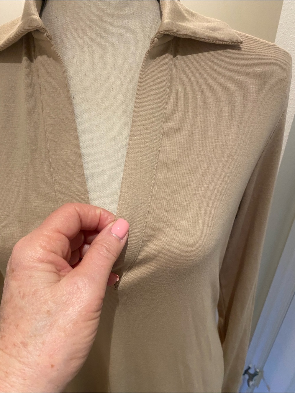 Vince Tan Long Sleeve Collared Polo Midi Long Shirt Dress NEW size medium - Picture 11 of 15